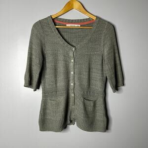 Vintage Sparrow Anthropologie Y2K 1/2 Sleeve Knit Button Front Cardigan Medium‎